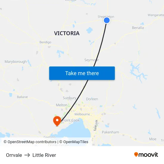 Orrvale to Little River map