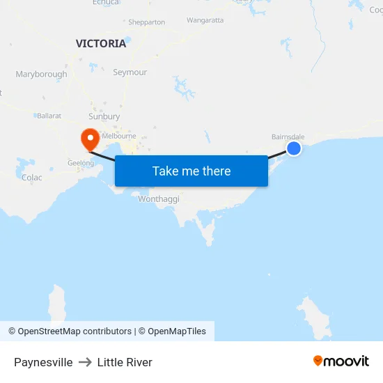 Paynesville to Little River map