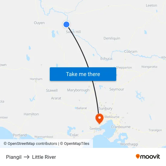 Piangil to Little River map