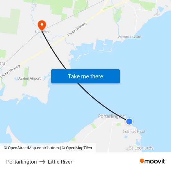 Portarlington to Little River map