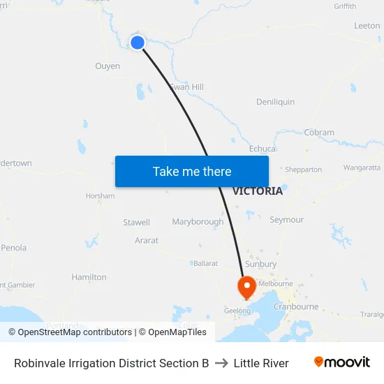 Robinvale Irrigation District Section B to Little River map