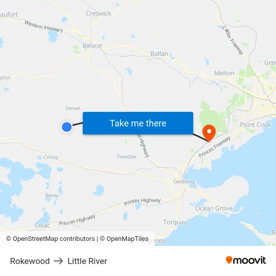 Rokewood to Little River map