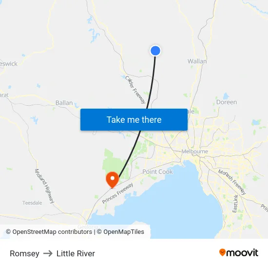 Romsey to Little River map