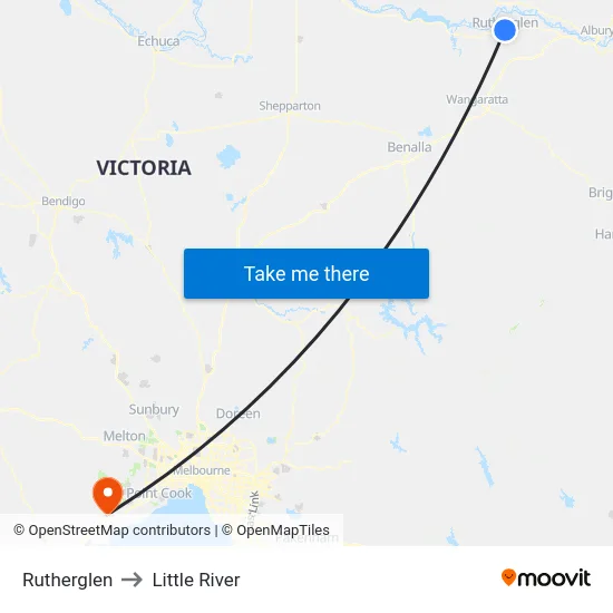 Rutherglen to Little River map
