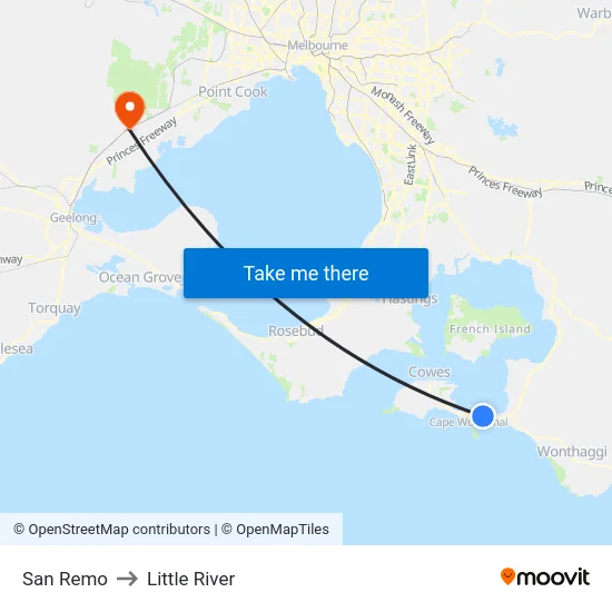 San Remo to Little River map