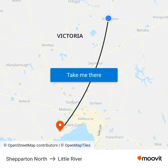 Shepparton North to Little River map