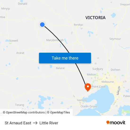 St Arnaud East to Little River map