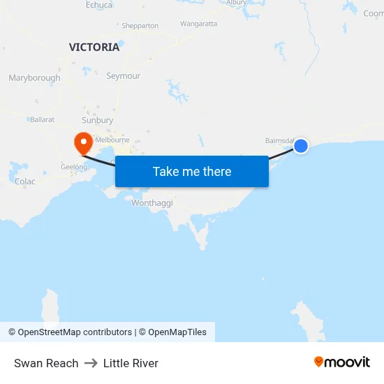 Swan Reach to Little River map