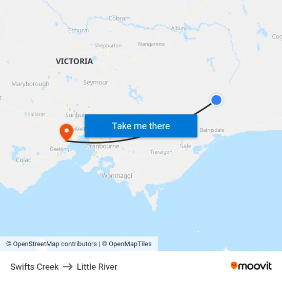 Swifts Creek to Little River map