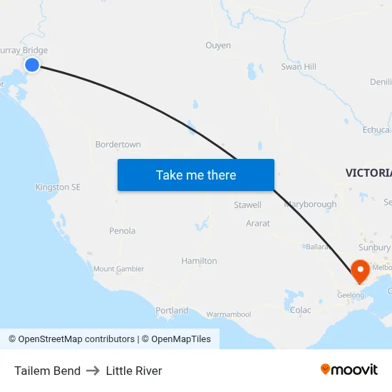 Tailem Bend to Little River map