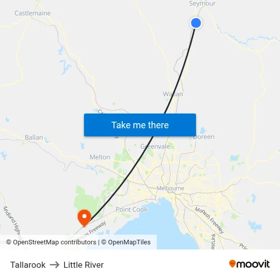 Tallarook to Little River map