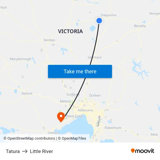 Tatura to Little River map