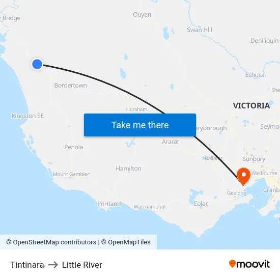 Tintinara to Little River map