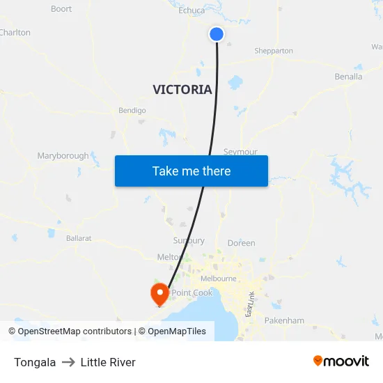 Tongala to Little River map