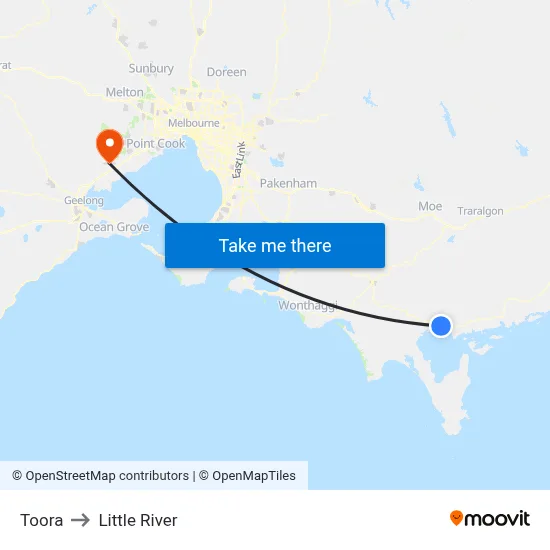 Toora to Little River map