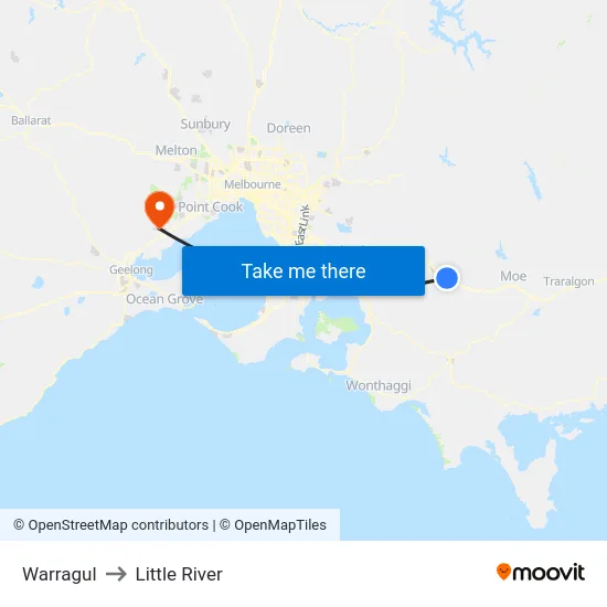 Warragul to Little River map