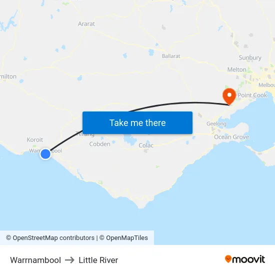 Warrnambool to Little River map