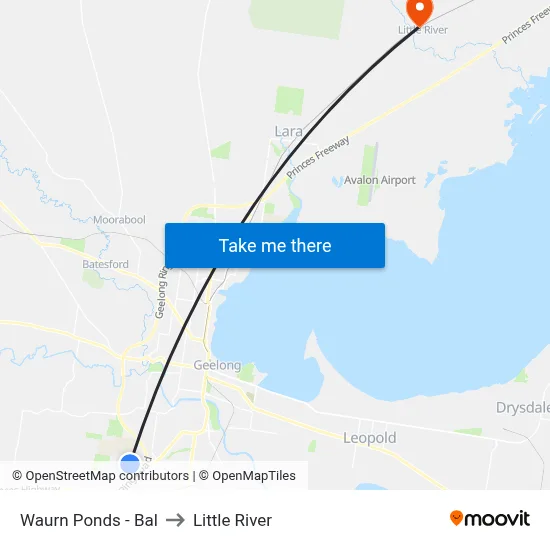 Waurn Ponds - Bal to Little River map