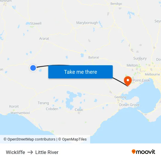 Wickliffe to Little River map