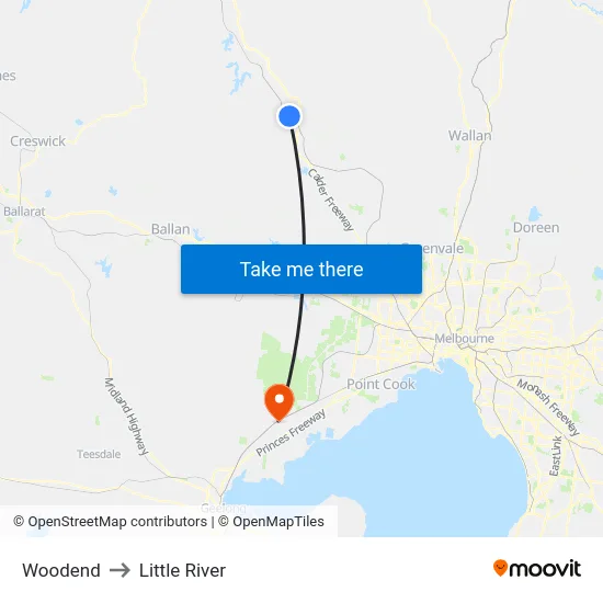 Woodend to Little River map