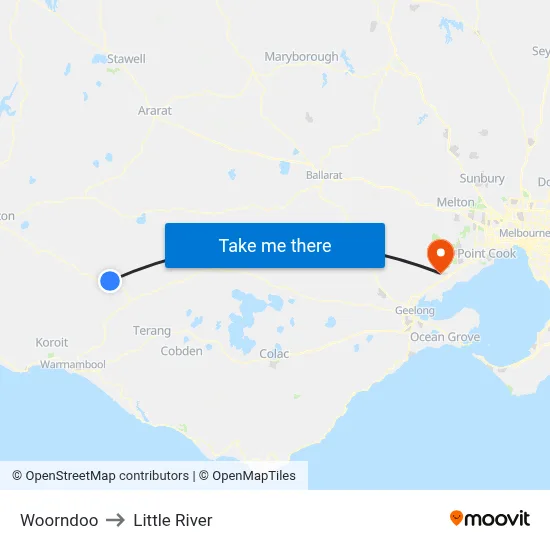 Woorndoo to Little River map