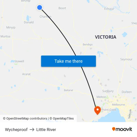 Wycheproof to Little River map