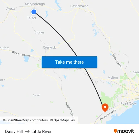 Daisy Hill to Little River map