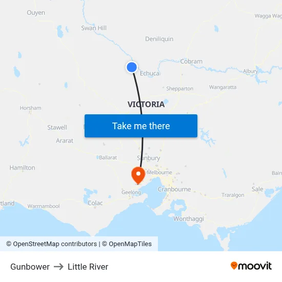 Gunbower to Little River map