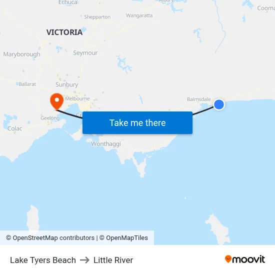 Lake Tyers Beach to Little River map