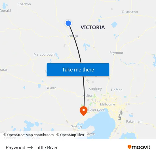 Raywood to Little River map