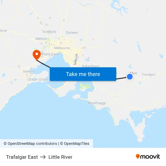 Trafalgar East to Little River map