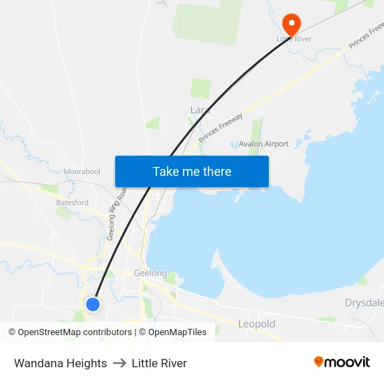 Wandana Heights to Little River map