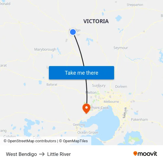 West Bendigo to Little River map