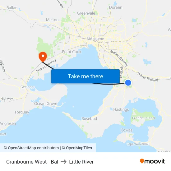 Cranbourne West - Bal to Little River map