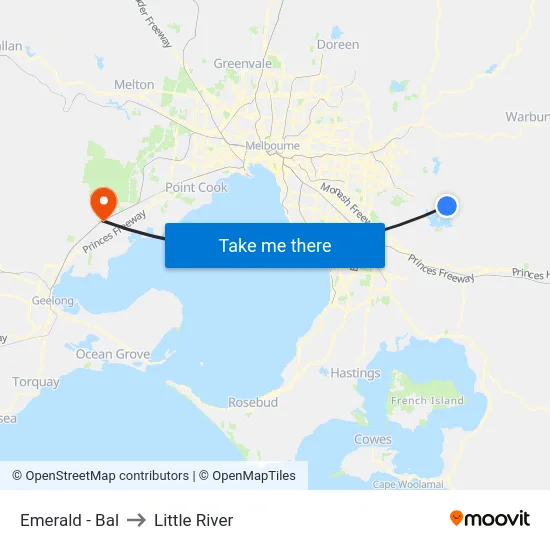 Emerald - Bal to Little River map