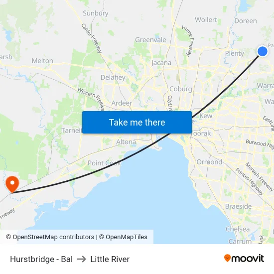 Hurstbridge - Bal to Little River map