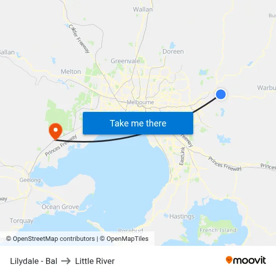 Lilydale - Bal to Little River map