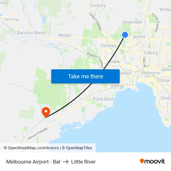 Melbourne Airport - Bal to Little River map