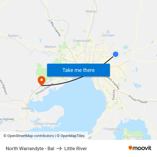 North Warrandyte - Bal to Little River map