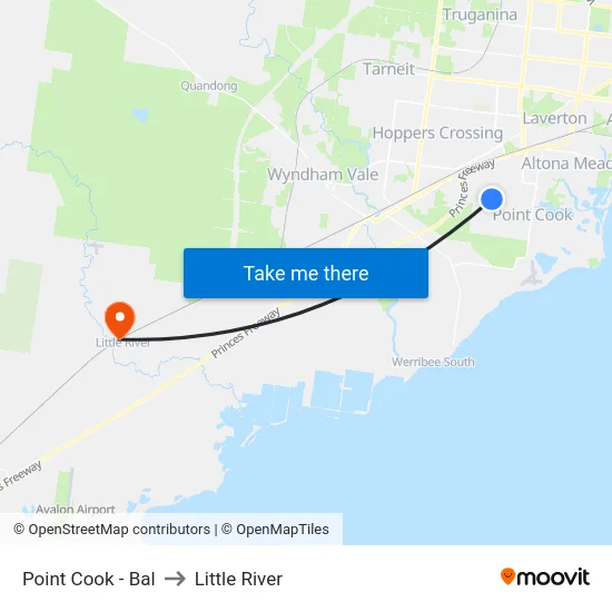 Point Cook - Bal to Little River map