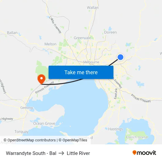 Warrandyte South - Bal to Little River map