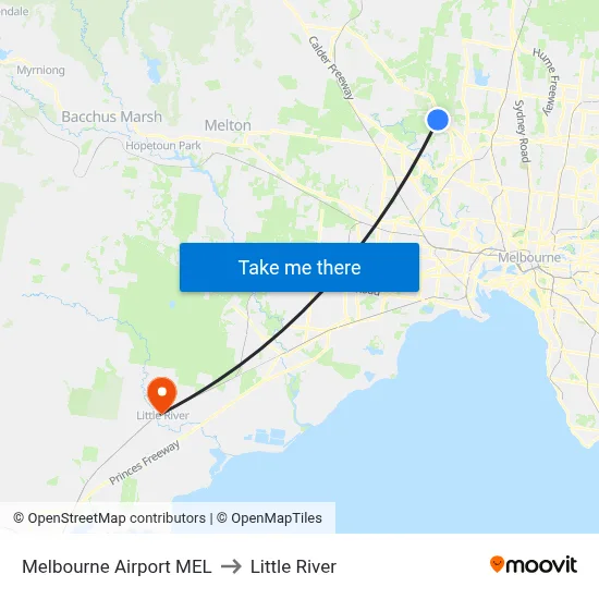Melbourne Airport MEL to Little River map