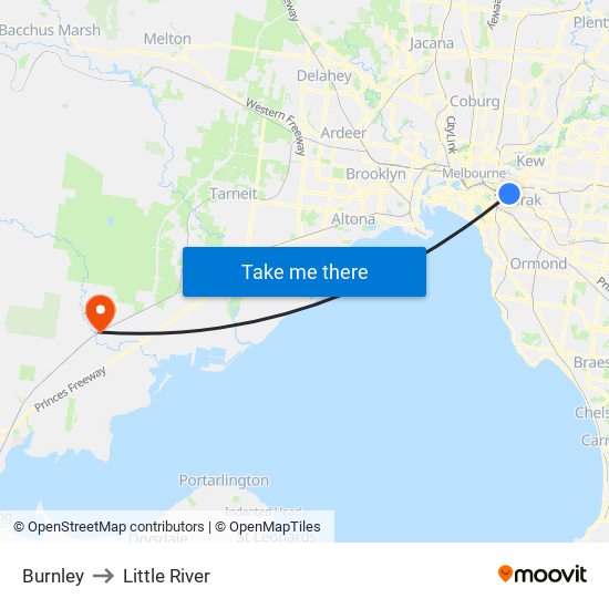 Burnley to Little River map