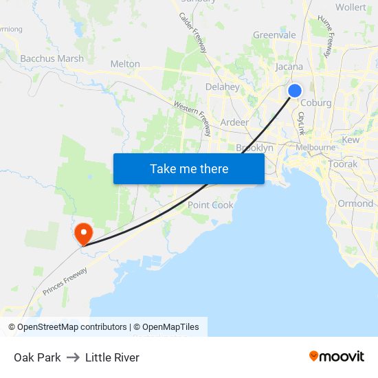 Oak Park to Little River map