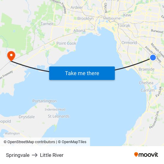 Springvale to Little River map