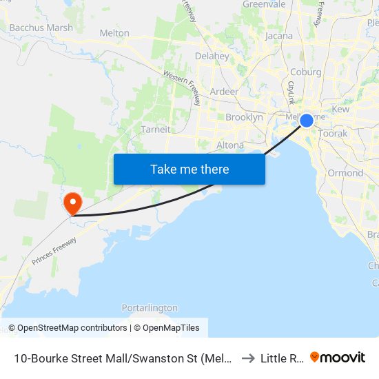 10-Bourke Street Mall/Swanston St (Melbourne City) to Little River map