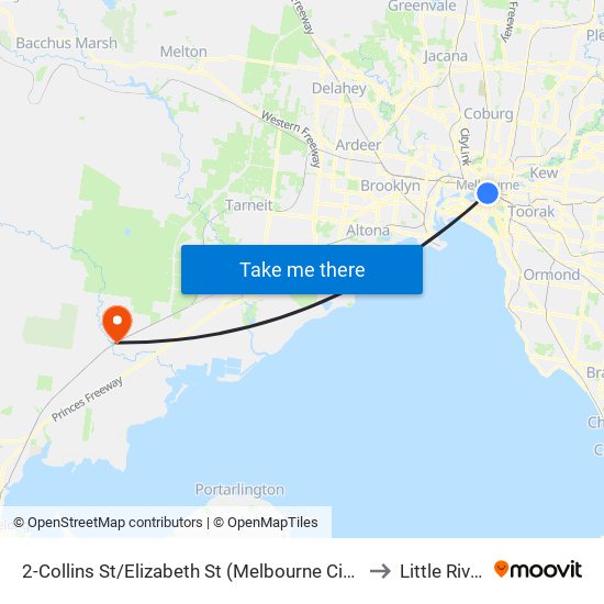 2-Collins St/Elizabeth St (Melbourne City) to Little River map