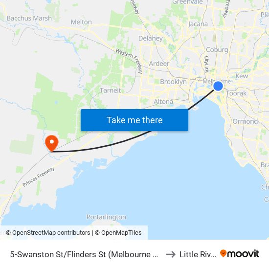 5-Swanston St/Flinders St (Melbourne City) to Little River map