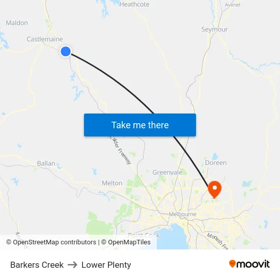 Barkers Creek to Lower Plenty map
