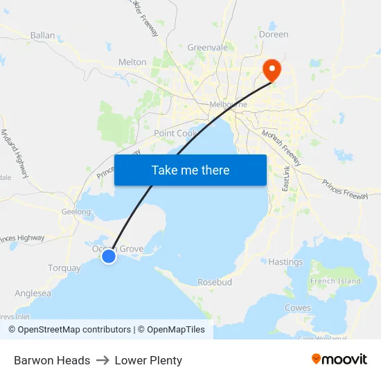 Barwon Heads to Lower Plenty map